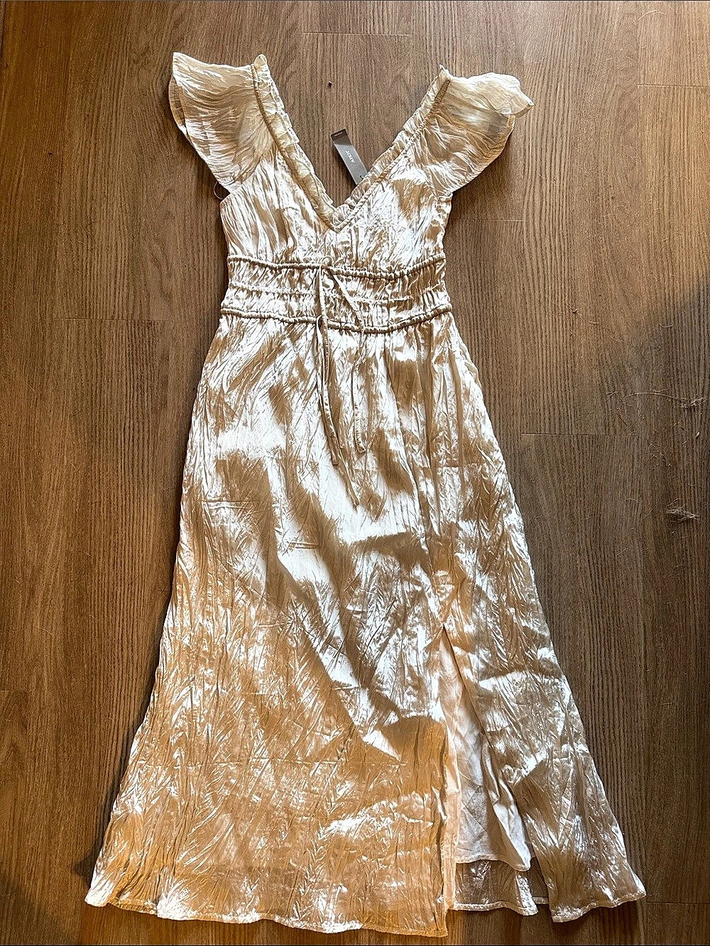 J.Crew Palermo dress in viscose-blend crinkle Gold XS